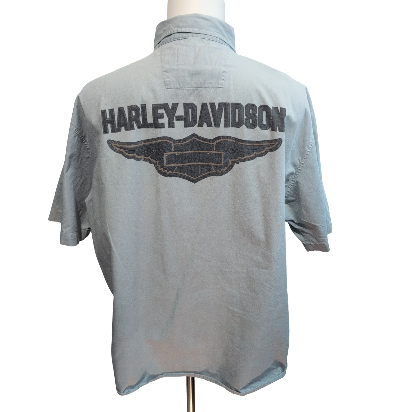 Chemise Harley Davidson XL Grise Logo Dos Vintage manches courtes