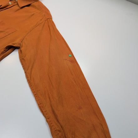 Chemise Luciano Barbera M Orange 100% Lin Made in Italy Poche manches longues