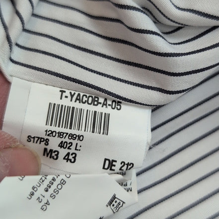 Chemise HUGO BOSS 100% Coton XL Slim Fit Blanche Poignets Mousquetaires
