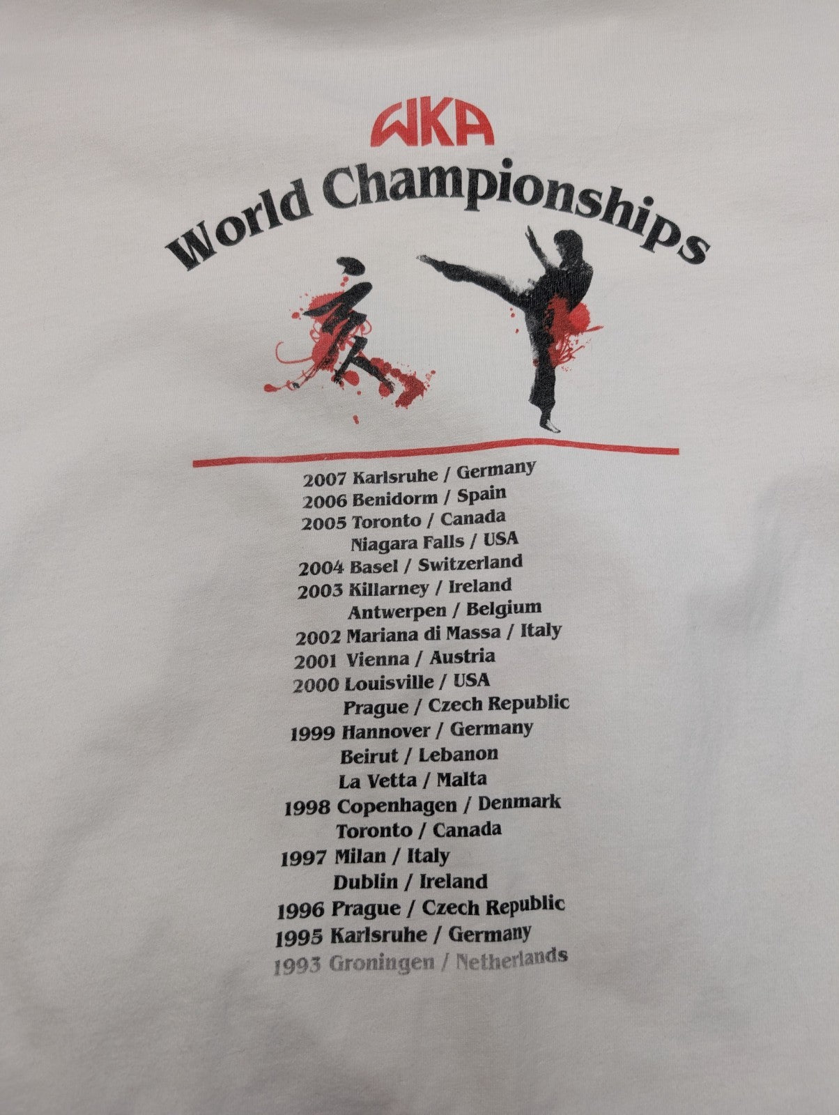 T-SHIRT WKA XXL Karlsruhe 2007 Kickboxing Arts Martiaux B&C Vintage |109T