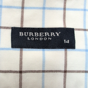 Chemise BURBERRY Blanc Carreaux Bleu Marron Taille 14 XS Homme Coton