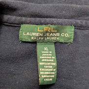 Pull LAUREN Jeans Co Ralph Lauren XL marine rayures violet écusson brodé