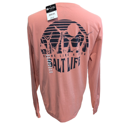 T-shirt Salt Life Manches Longues Saumon Taille L Coton Surf Neuf avec étiquette