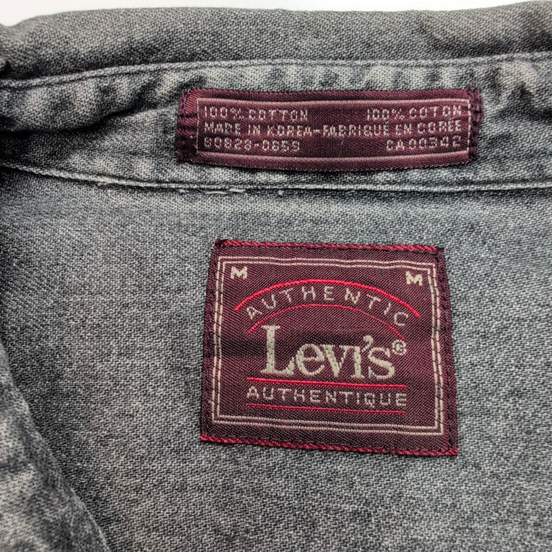 Levi’s chemise jean noir patiné gris foncé vintage made in Korea taille M
