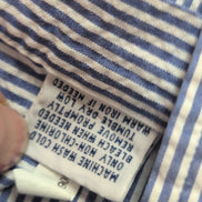 Chemise Ralph Lauren M Bleu Rayures Gauffrées Logo Rose manches courtes