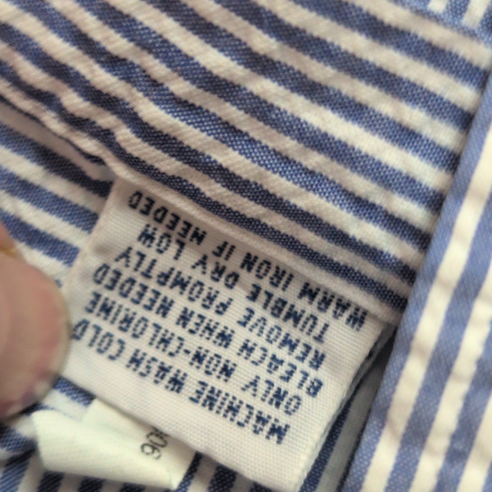 Chemise Ralph Lauren M Bleu Rayures Gauffrées Logo Rose manches courtes