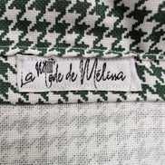 Chemise Femme La Mode de Mélina L Vert Blanc Pied-de-Poule Coton Fait Main