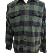 🔥 Chemise LEVI'S Flanelle Épaisse à Carreaux Vert et Noir Manches Longues T.L
