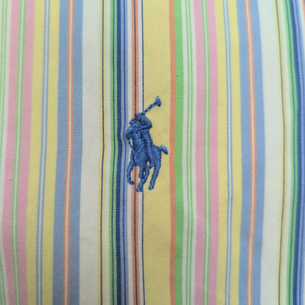 Chemise Polo Ralph Lauren Custom Fit M Rayures Multicolores Logo Bleu