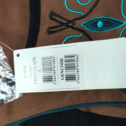 Robe Kéawa L Marron Chocolat Noir Manches Longues Brodée Neuve Étiquette