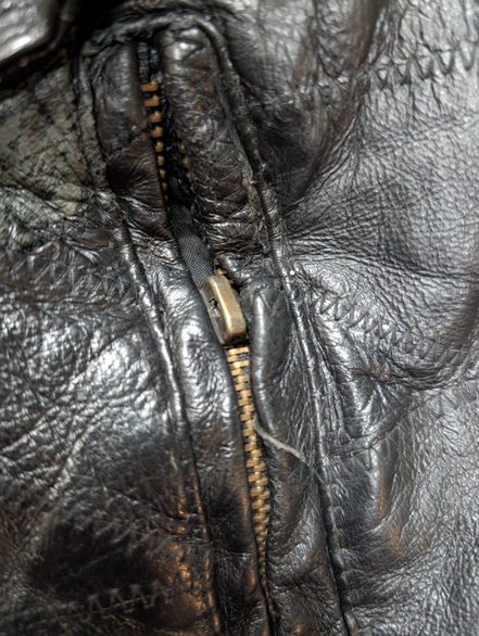 Vintage Leather Bomber Jacket Patchwork Black XL Napoline Coat Veste |48c