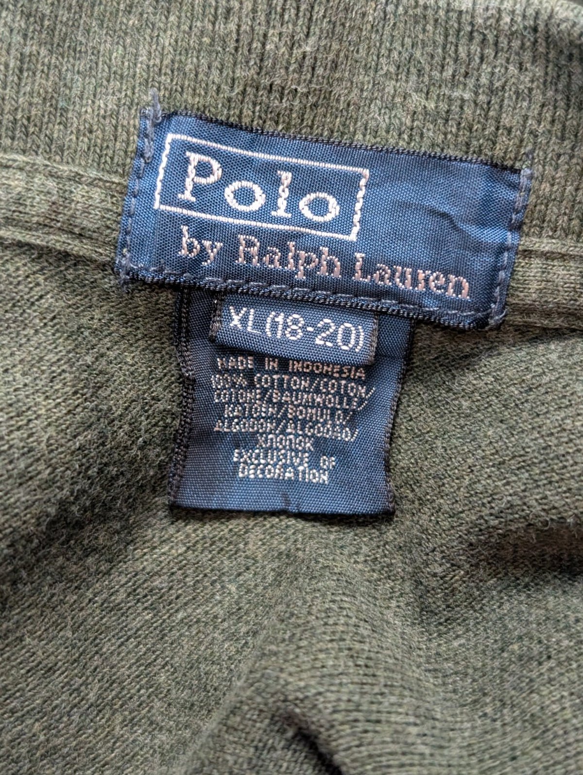 Polo manches courtes Polo Ralph Lauren kaki logo bleu taille XL 18-20 (S)