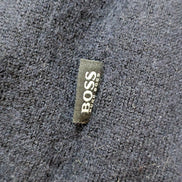 Pull Hugo Boss Femme Taille L Bleu Marine 100% Laine Mérinos Col Boutonné