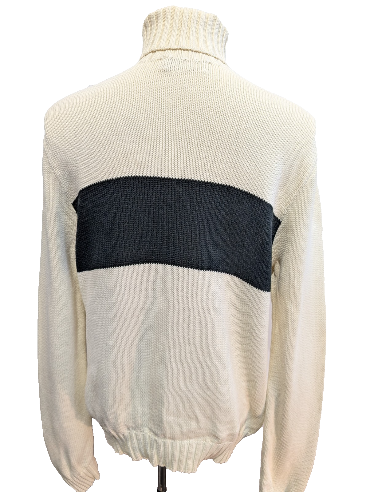 Pull Col Roulé Polo Ralph Lauren Blanc Crème Logo Blanc - Taille L