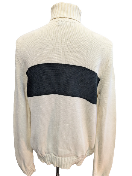 Pull Col Roulé Polo Ralph Lauren Blanc Crème Logo Blanc - Taille L