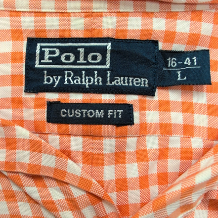 Chemise Polo Ralph Lauren L Orange Carreaux Custom Fit Cintrée Button Down Shirt