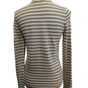 Pull Ralph Lauren (Lauren) Femme M Blanc Cassé Rayures Dorées Métal Chic 🏷️