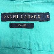 Chemise Ralph Lauren Femme Turquoise Slim Fit T6 XS Logo Ton sur Ton