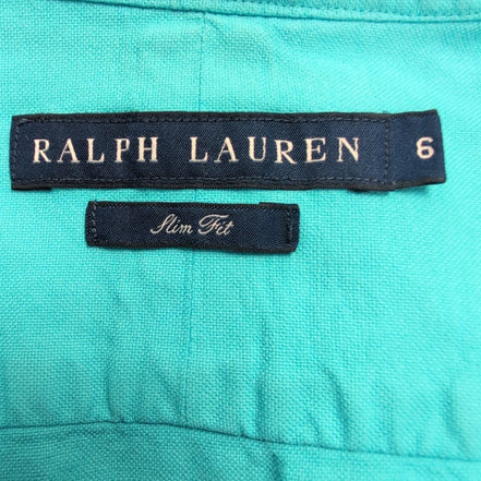 Chemise Ralph Lauren Femme Turquoise Slim Fit T6 XS Logo Ton sur Ton