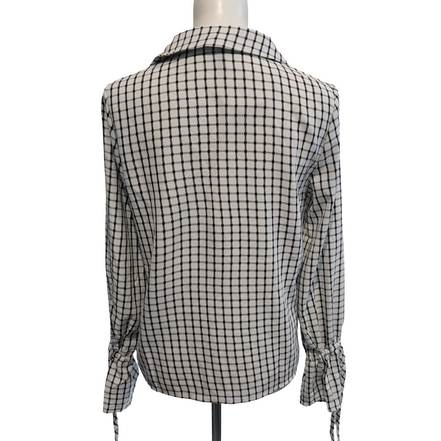 Haut Vero Moda Femme S Blanc Carreaux Noirs Manches Poète Neuf