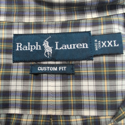 Chemise Ralph Lauren XXL Kaki Bleu Carreaux Custom Fit Button Down Shirt
