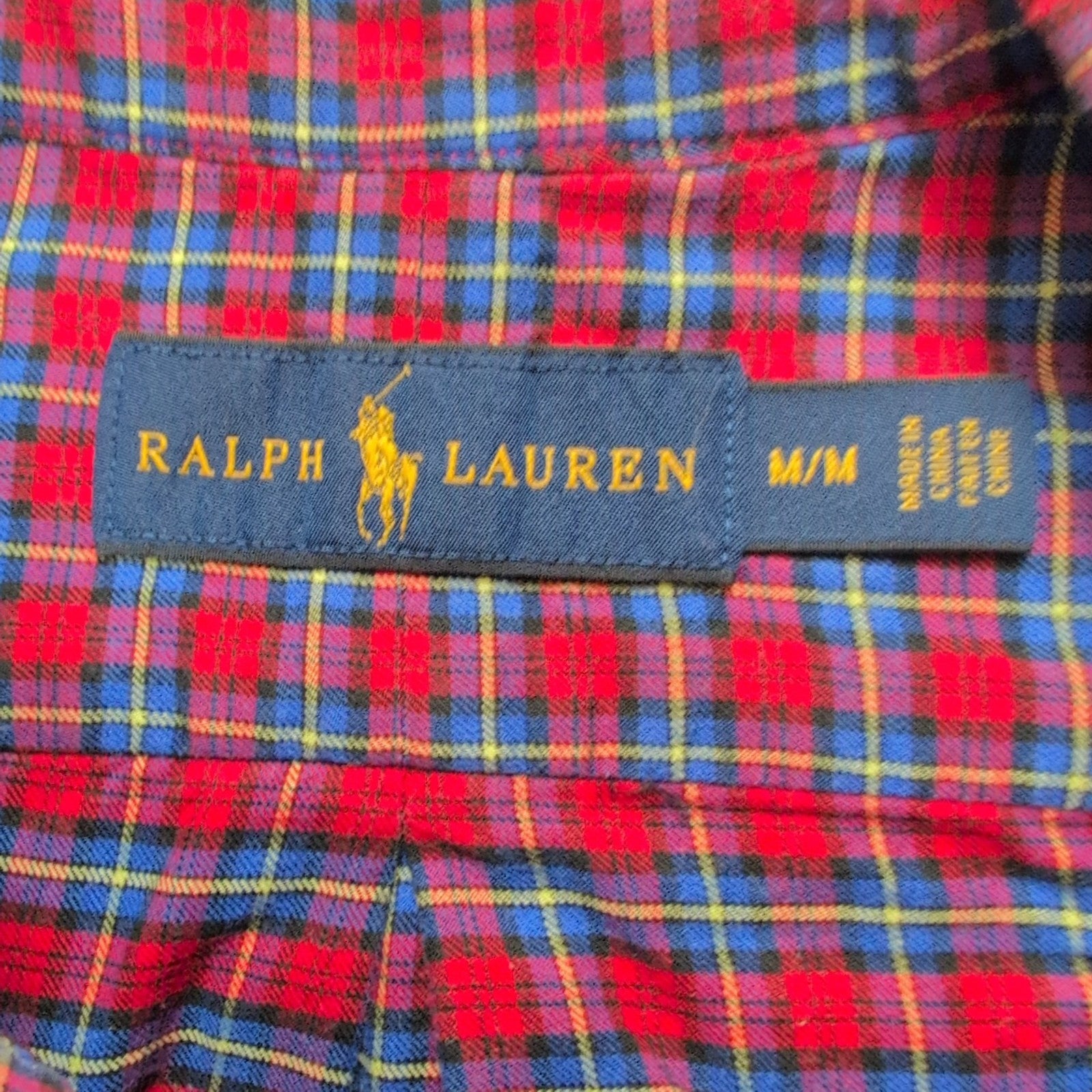 Chemise Ralph Lauren M Rouge Bleue Carreaux Logo Noir Button Down Shirt