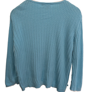 Pull femme LAUREN Ralph Lauren bleu ciel torsades coton col V taille L