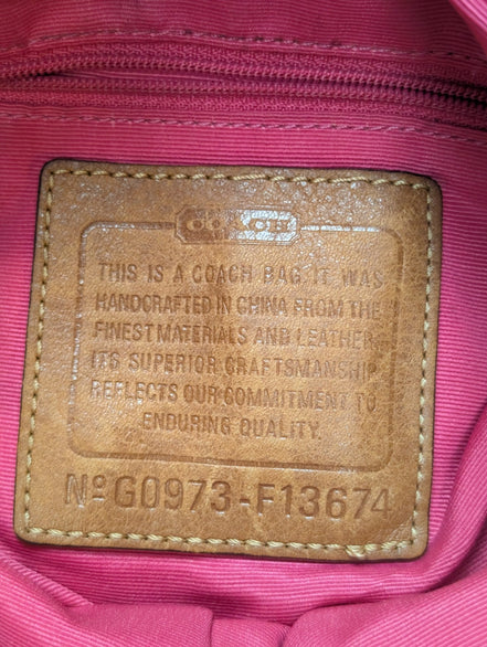 Sac Coach Signature Rose Fuchsia Toile Jacquard Bandoulière