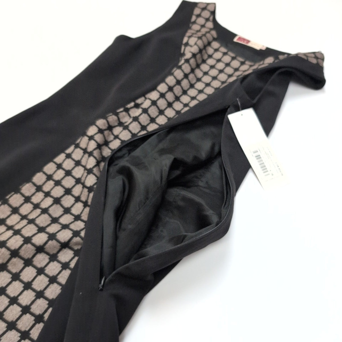 Robe Metaphora T38 Noire Motifs Sans Manches Zip Côté
