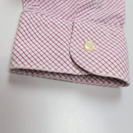 Chemise BURBERRY 100% Coton Rose Fuchsia L Logo Brodé Manches Longues