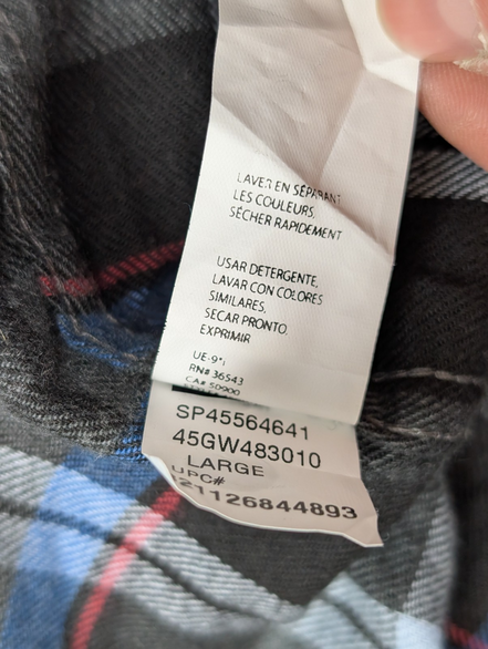 👕 Chemise IZOD XL Flanelle Carreaux Noir Gris Bleu Coton |301S