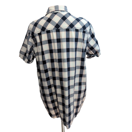 Chemise Carhartt Femme XL Bleu Marine Blanc Carreaux Coton Manches Courtes