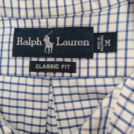 Chemise Ralph Lauren Taille M Classic Fit Bleue Carreaux Oxford Manches Courtes