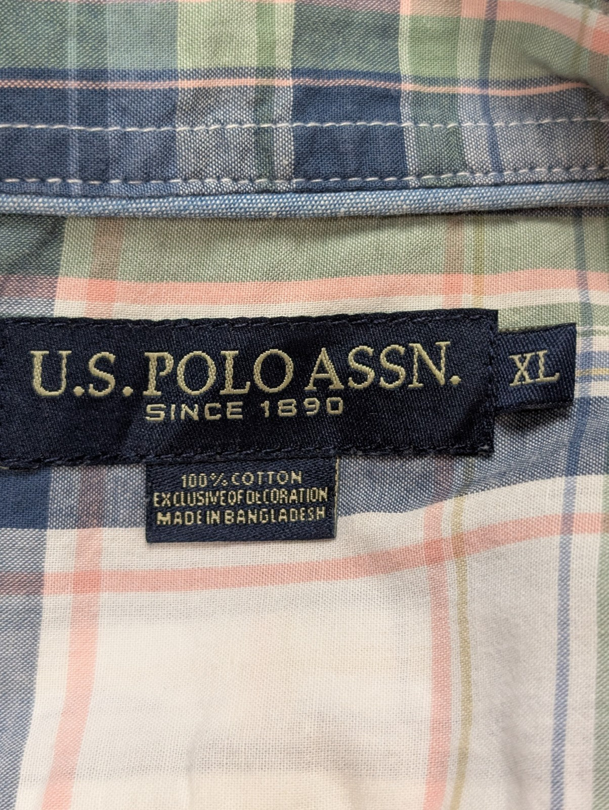 Chemise U.S. Polo ASNN manches courtes à carreaux logo rouge taille XL #252msch