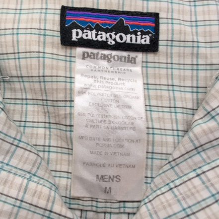Chemise Patagonia M Verte Blanche Carreaux Ventilée 2 Poches Outdoor