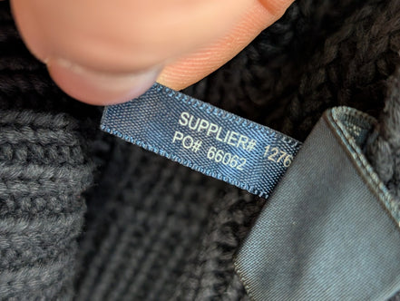 Pull chaud Polo Ralph Lauren Épais Noir Col Boutonné Coudières Taille S