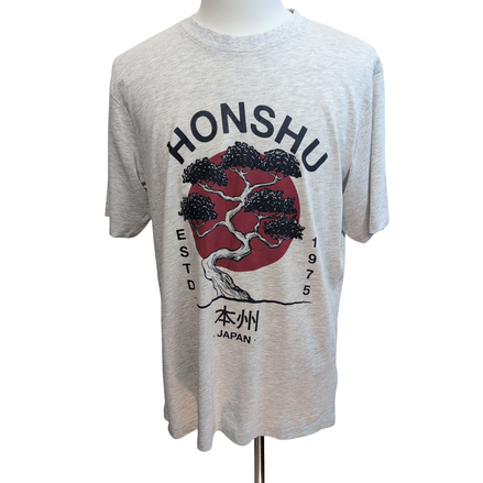 T-shirt Threadbare XL Gris Chiné Japon Bonsaï Tokyo 100% Coton Regular Fit