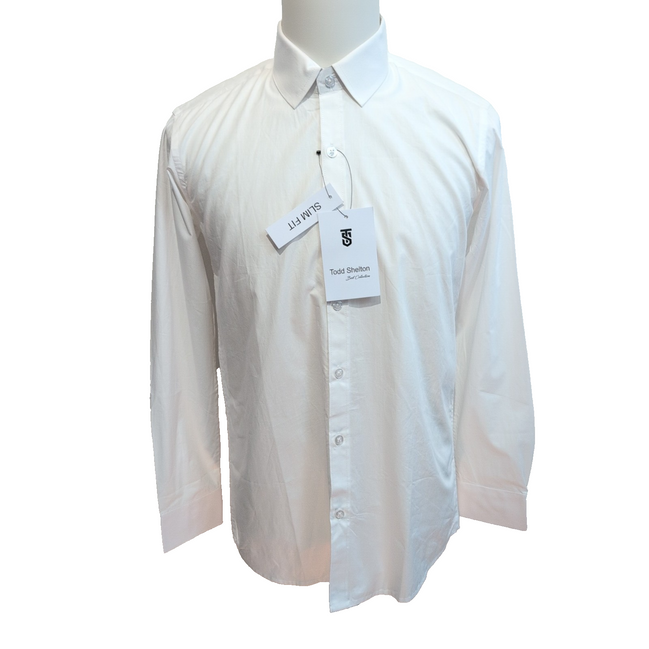 Chemise Todd Shelton M Neuve Étiquette Slim Fit Blanche Manches longues