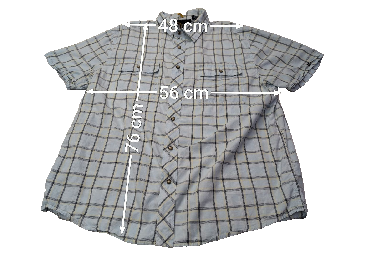 Chemise manches courtes Nautica bleu ciel à carreaux taille XL #135msch