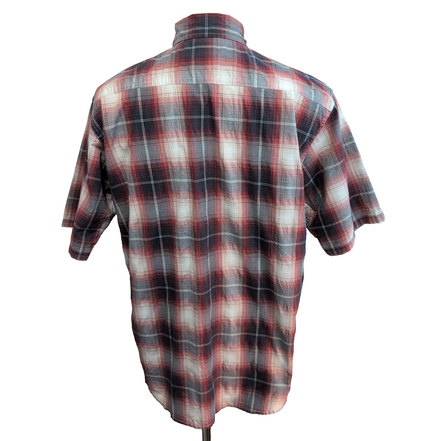 Chemise Wrangler Manches Courtes Rouge et Grise à Poches Stretch Taille L