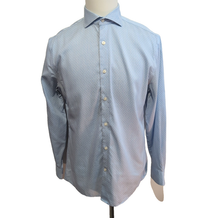 Chemise Tommy Hilfiger Homme M Slim Fit THFLEX Supima Bleu Micro Point