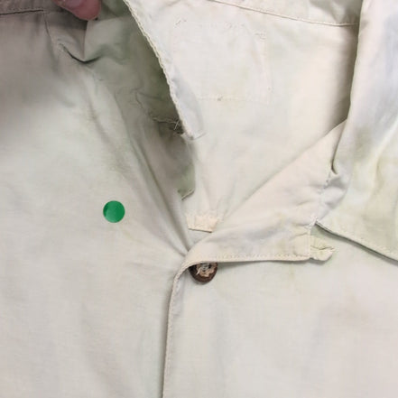 Chemise Hawaïenne Vert Pâle Palmiers Noir Coton XXL Boutons Bois