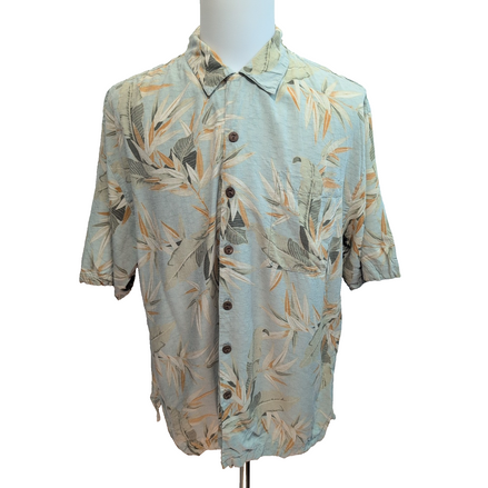 Chemise Hawaïenne Jamaica Jaxx XL 100% Soie Vert Eau Feuillage manches courtes