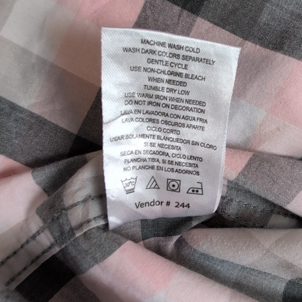 Chemise Lee stretch rose pâle et grise à carreaux poche manches courtes T. XXL