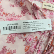 Chemisier Gentle Fawn Femme 2XL Fleuri Rose Manches Poète Neuf