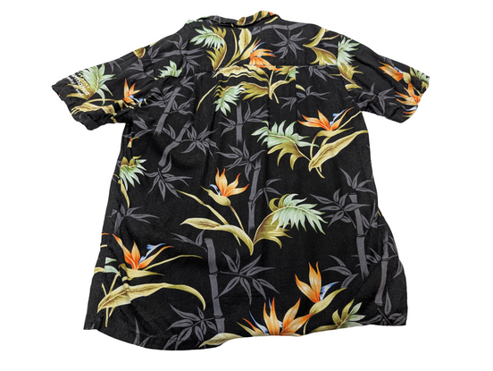 Chemise hawaïenne soie noire Paradise Found Made in Hawaii taille S
