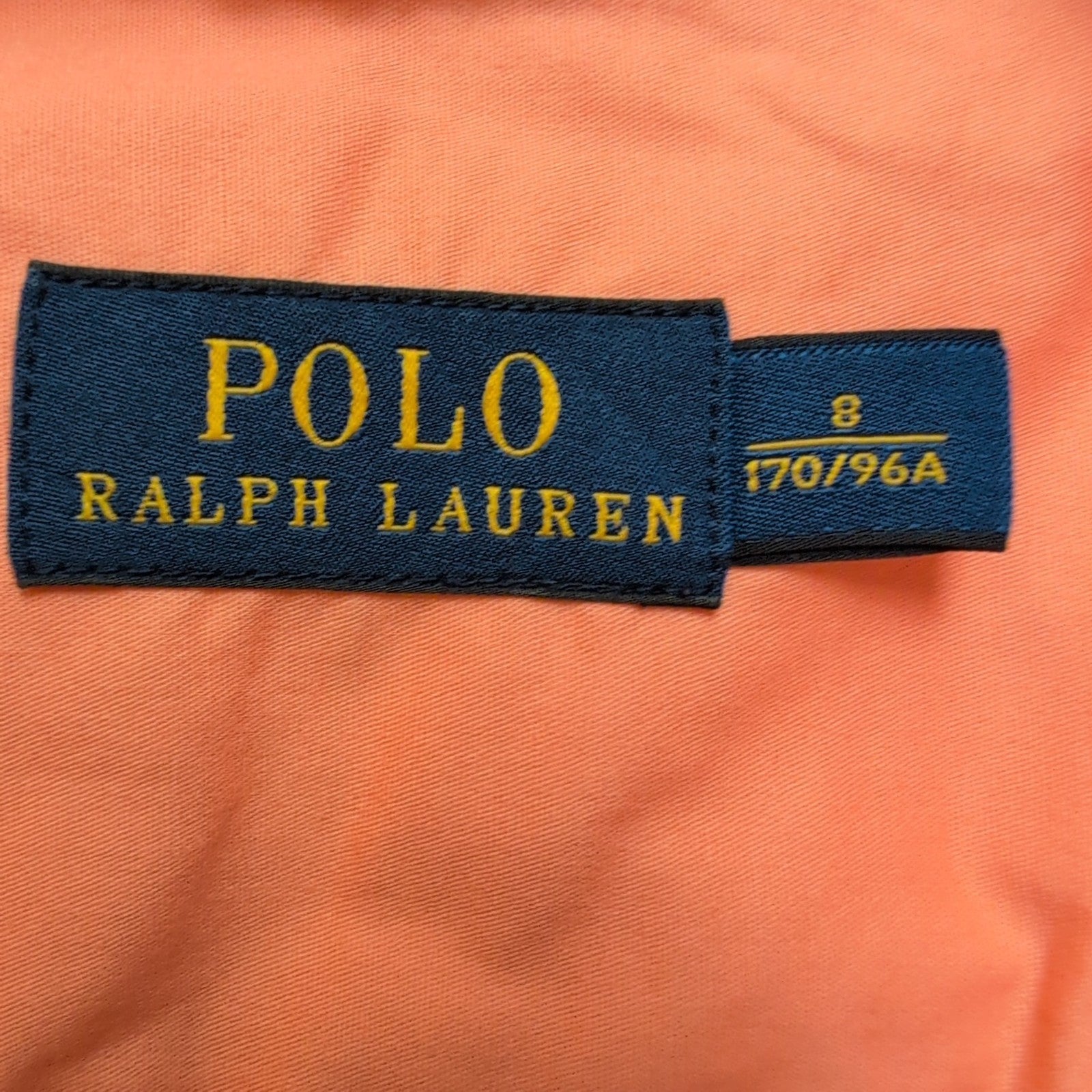 Chemise Polo Ralph Lauren Enfant XL 170/96A Orange Pastel Coton Logo Vert