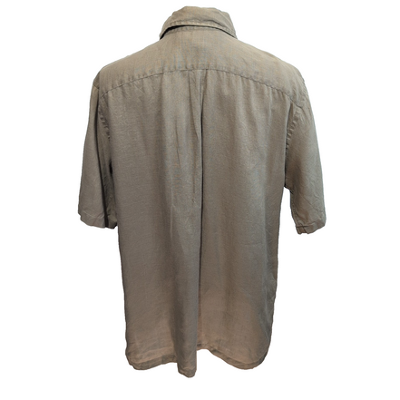 Lands’ End chemise 100% lin kaki manches courtes une poche taille L/XL