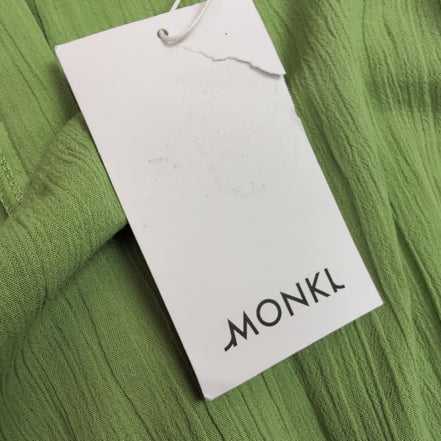 Robe MONKI T.XL Babydoll Verte Coton Manches Bouffantes Neuve Étiquette