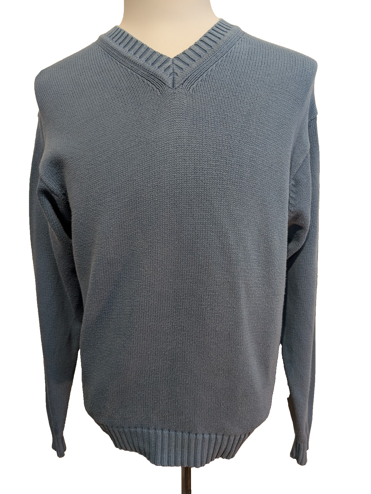 Pull L.L. Bean Bleu Clair Col V Vintage Robuste - Taille S
